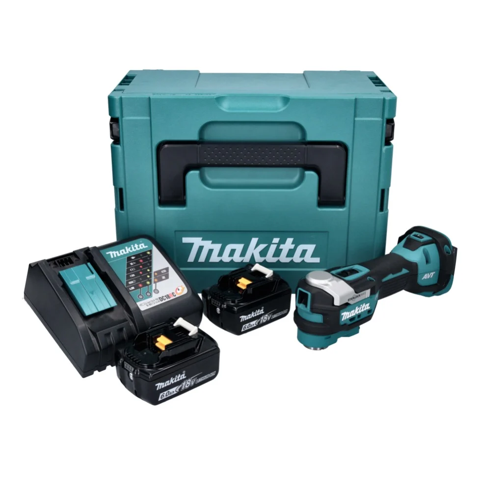 Akumulatorowe narzędzie wielofunkcyjne Makita DTM 52 RGJ 18 V Starlock Max Brushless + 2x Akumulator 6,0 Ah + Ładowarka +...