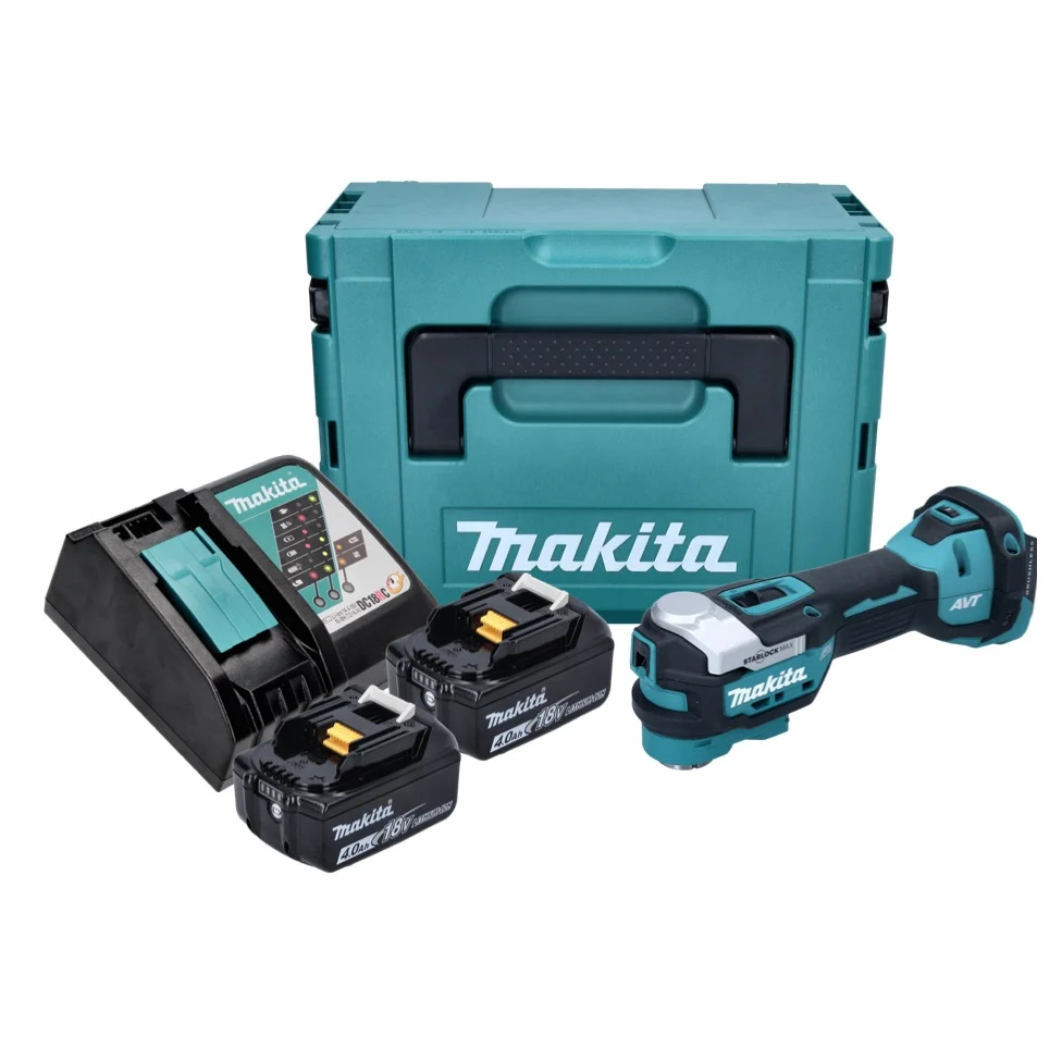 Akumulatorowe narzędzie wielofunkcyjne Makita DTM 52 RMJ 18 V Starlock Max Brushless + 2x akumulator 4,0 Ah + ładowarka +...