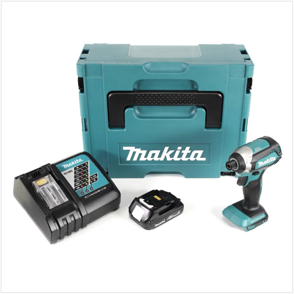 Akumulatorowy bezszczotkowy klucz udarowy Makita DTD 153 Y1J-D 18 V w zestawie Makpac + 1x akumulator BL 1815 N 1,5 Ah Li-...