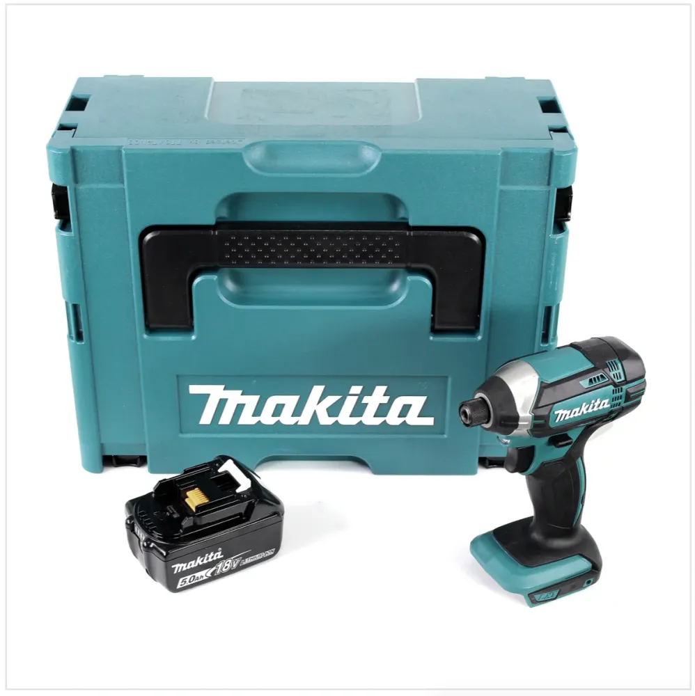 Akumulatorowy klucz udarowy Makita DTD 152 T1J 18V 165 Nm + 1x akumulator 5,0Ah w systemie Makpac 2 - bez ładowarki