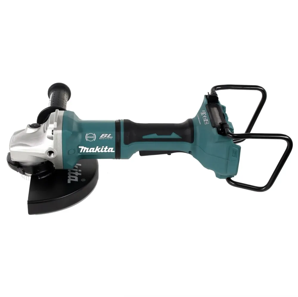 Makita DGA 900 GKX2 akumulatorowa szlifierka kątowa 36V ( 2x18V ) 230mm bezszczotkowa + 2x akumulator 6,0Ah + Ezynut + wal...