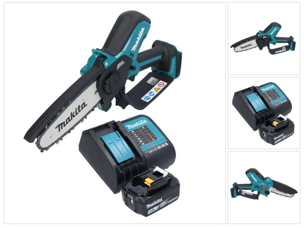Makita DUC 150 SF akumulatorowa pilarka łńcuchowa 18 V 15 cm bezszczotkowa + 1x akumulator 3,0 Ah + ładowarka