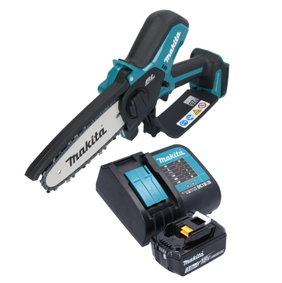 Makita DUC 150 SF akumulatorowa pilarka łńcuchowa 18 V 15 cm bezszczotkowa + 1x akumulator 3,0 Ah + ładowarka