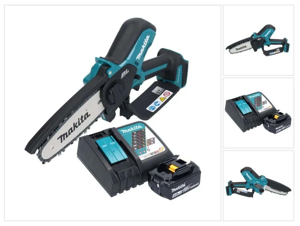 Makita DUC 150 RM akumulatorowa pilarka łńcuchowa 18 V 15 cm bezszczotkowa + 1x akumulator 4,0 Ah + ładowarka
