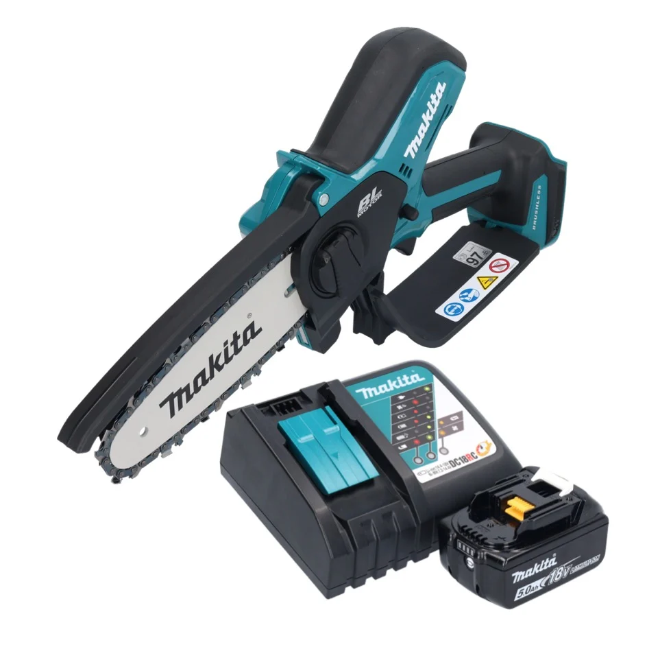 Makita DUC 150 RT akumulatorowa pilarka łńcuchowa 18 V 15 cm bezszczotkowa + 1x akumulator 5,0 Ah + ładowarka
