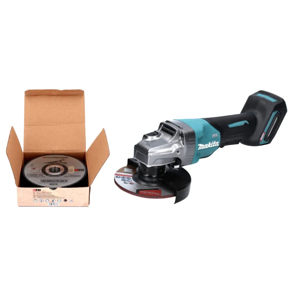 Makita GA 016 GZ Akumulatorowa szlifierka kątowa 40 V maks. 125 mm bezszczotkowa XGT Solo + zestaw tarcz tnących Toolbroth...