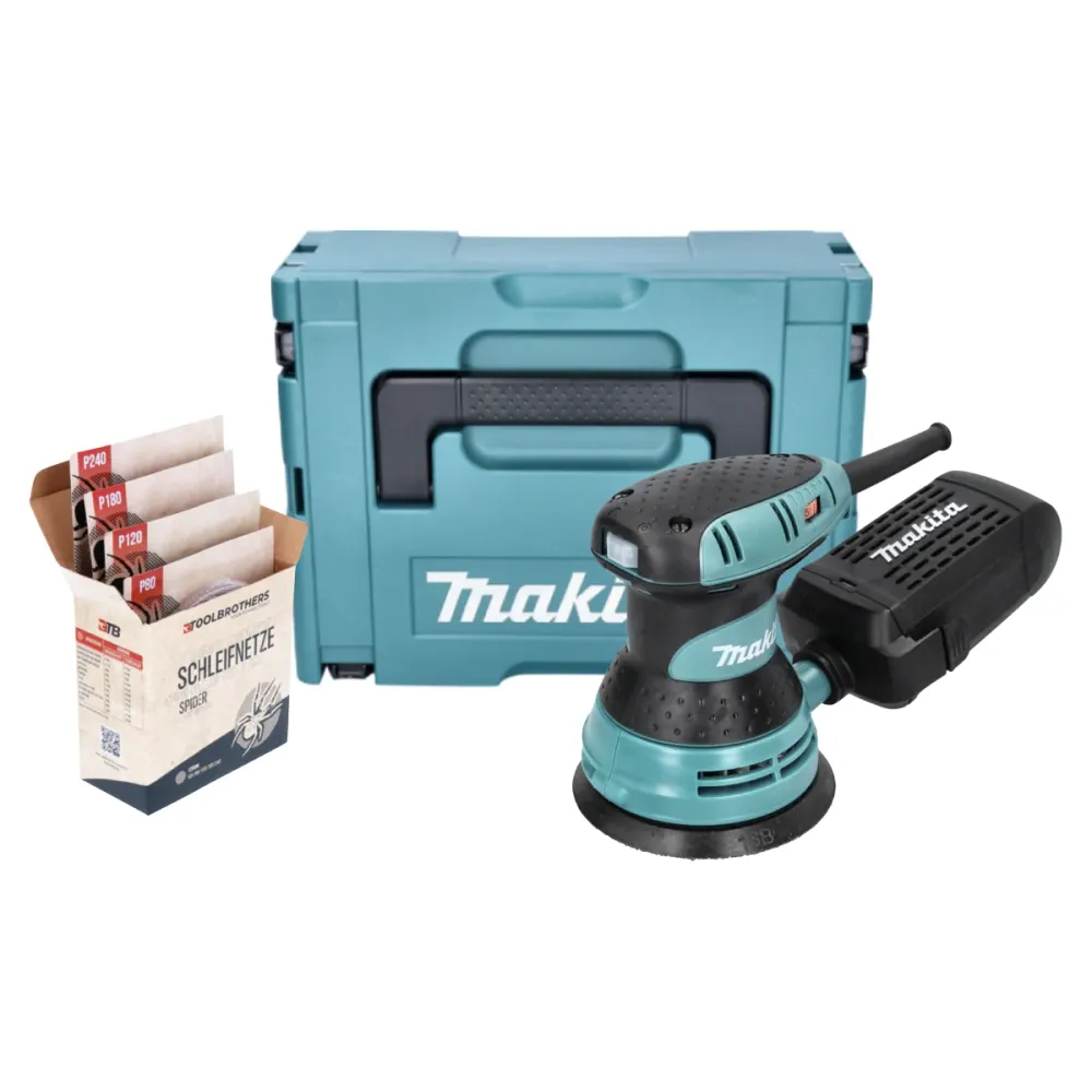 Makita BO 5031 J Szlifierka mimośrodowa 300 W 125 mm + Toolbrothers SPIDER zestaw szlifierski siatka ścierna + Makpac