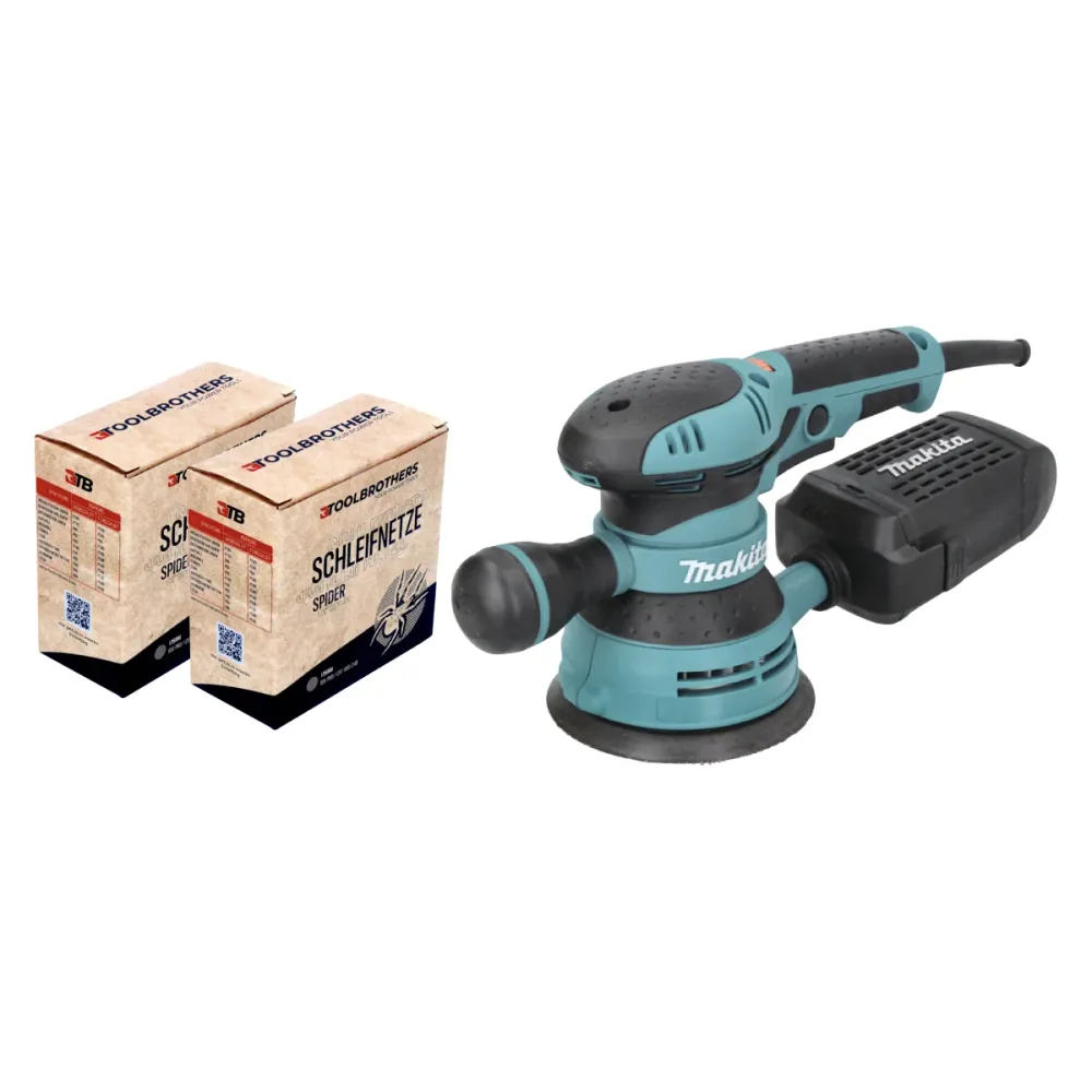 Makita BO 5041 Szlifierka mimośrodowa / szlifierka 300 W 125 mm + 2x zestaw siatek ściernych Toolbrothers SPIDER
