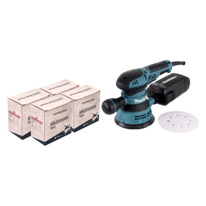 Makita BO 5041 Szlifierka oscylacyjna 300 W 125 mm + 4x zestaw szlifierski Toolbrothers TURTLE