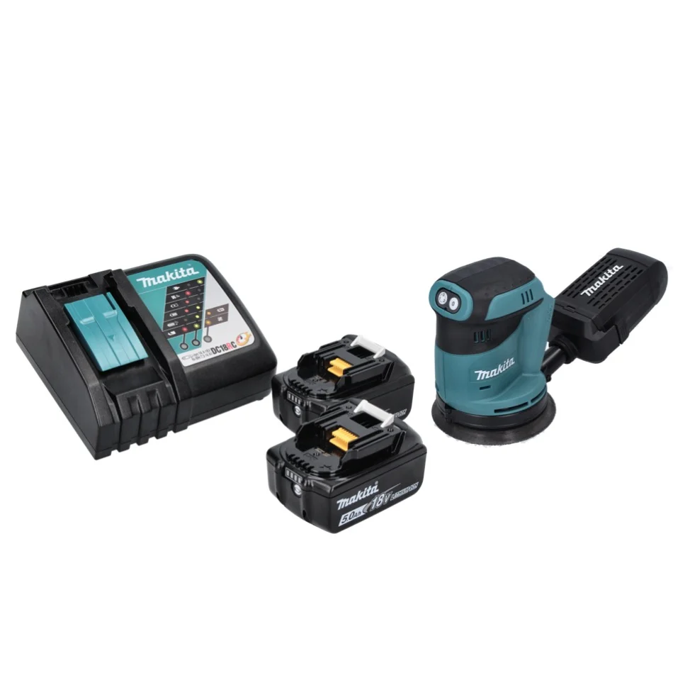 Makita DBO 180 RT akumulatorowa szlifierka oscylacyjna 18 V 125 mm + 2x akumulator 5,0 Ah + ładowarka