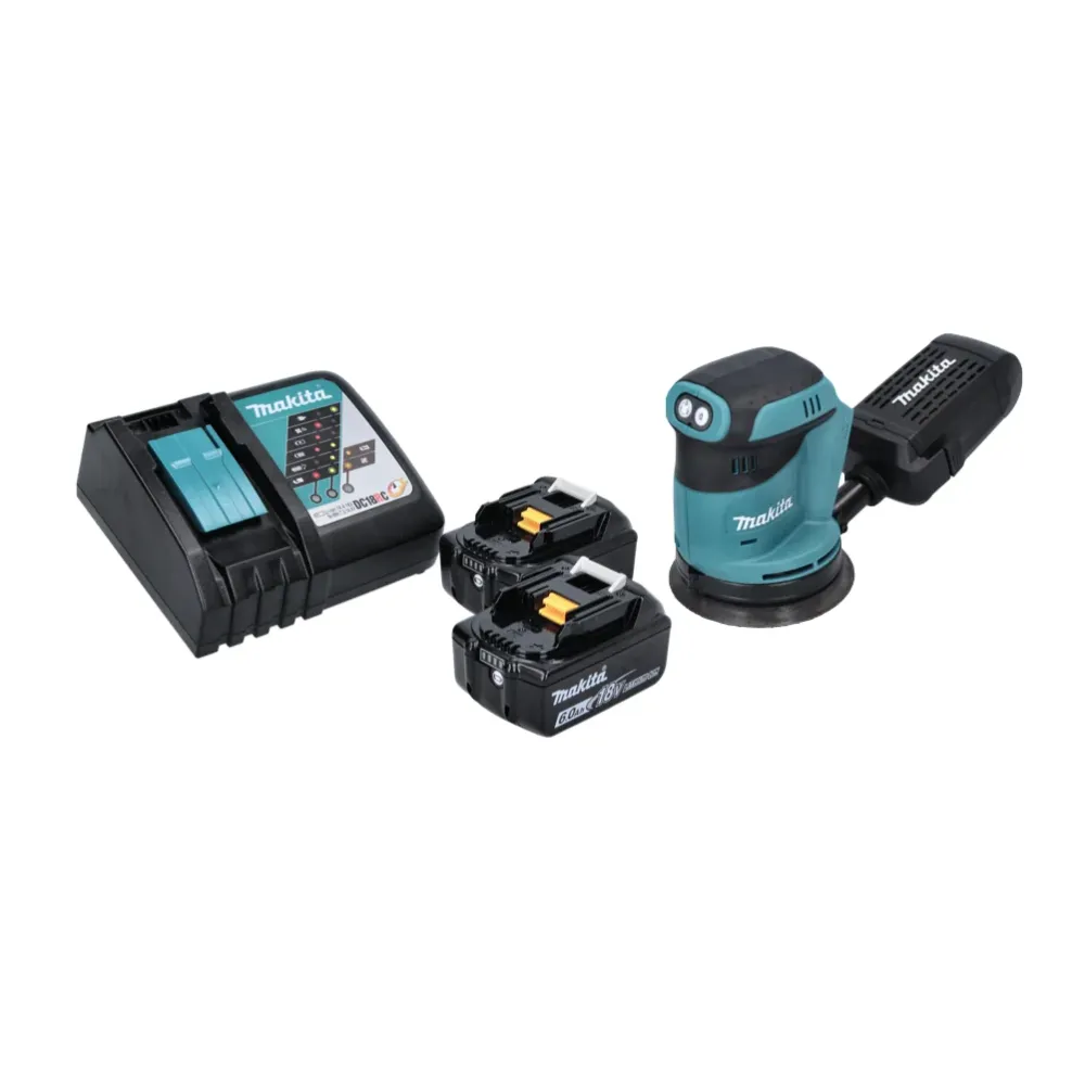 Makita DBO 180 RG akumulatorowa szlifierka oscylacyjna 18 V 125 mm + 2x akumulator 6,0 Ah + ładowarka