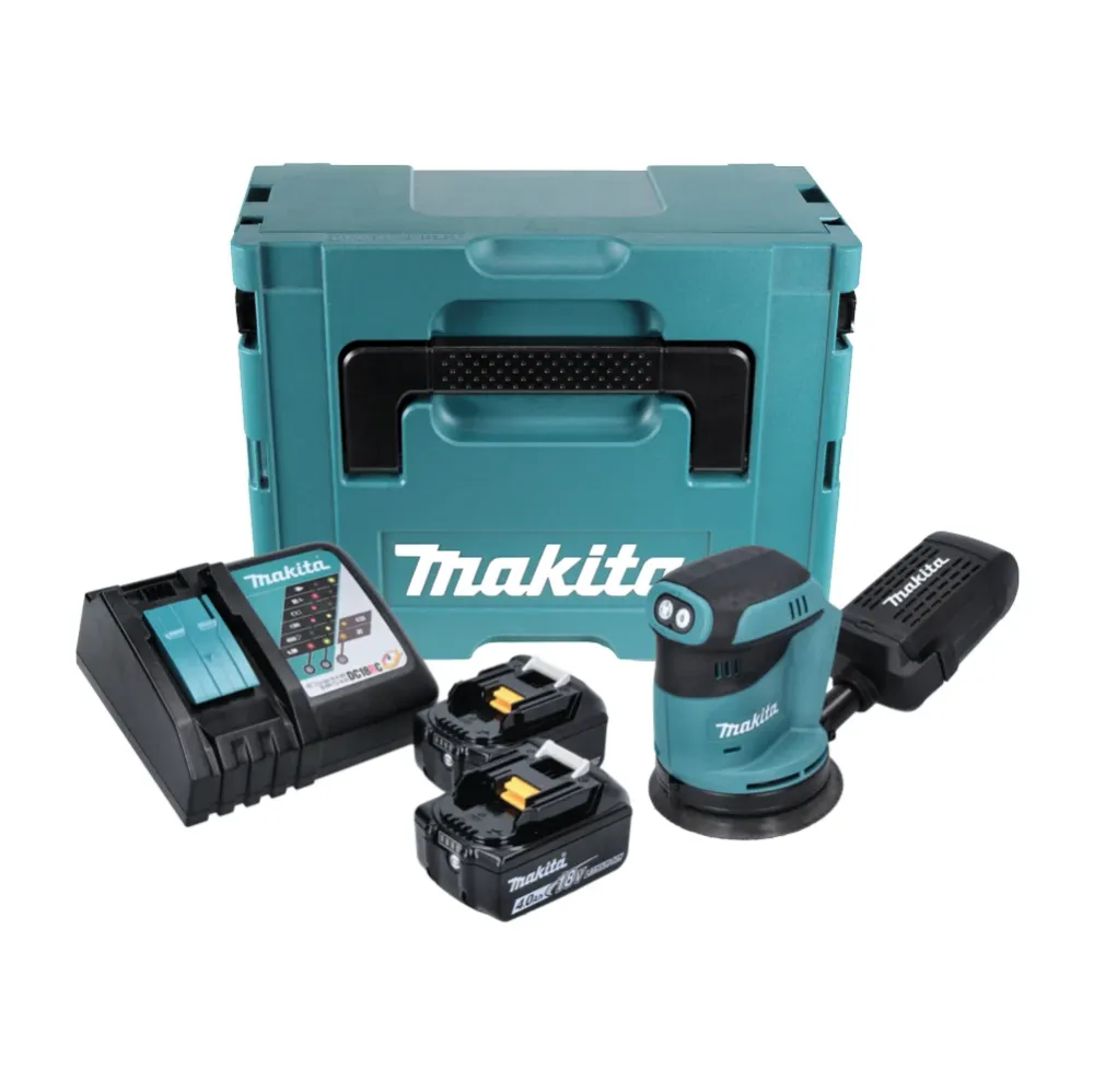 Makita DBO 180 RMJ akumulatorowa szlifierka oscylacyjna 18 V 125 mm + 2x akumulator 4,0 Ah + ładowarka + Makpac