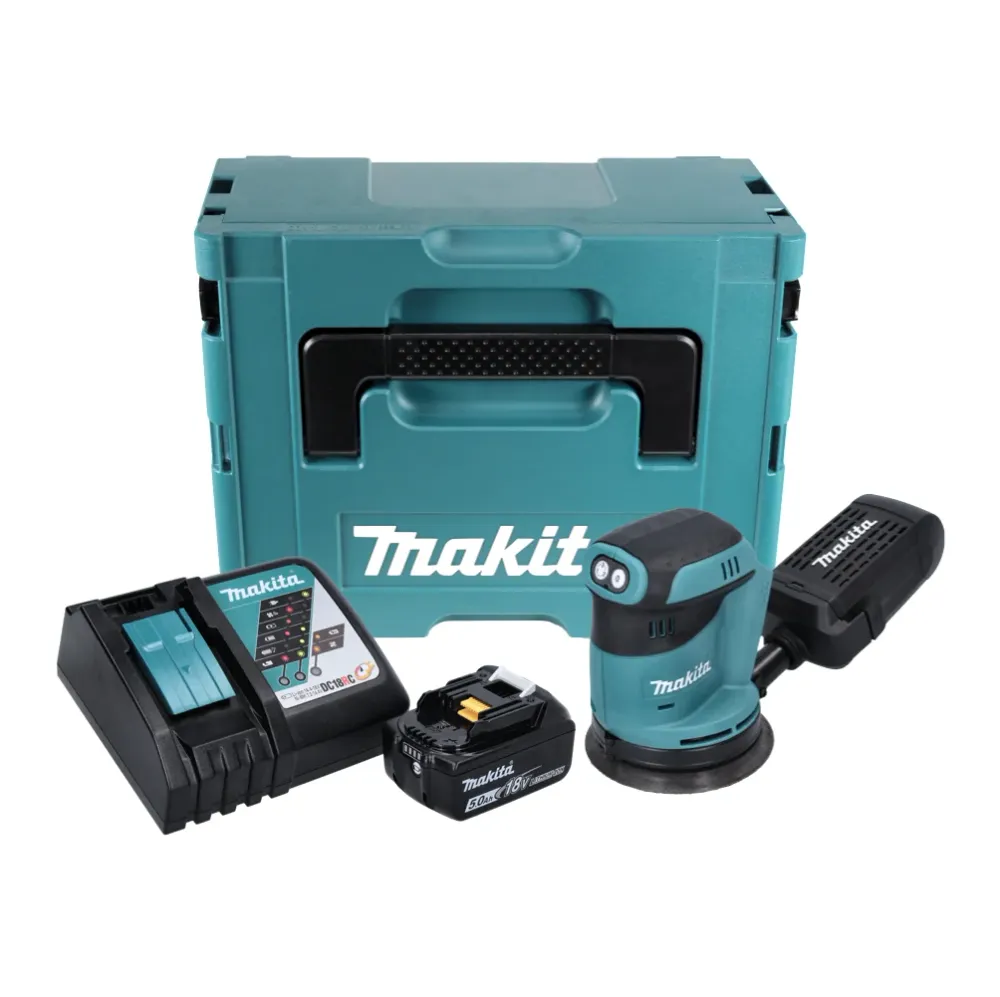 Makita DBO 180 RT1J akumulatorowa szlifierka oscylacyjna 18 V 125 mm + 1x akumulator 5,0 Ah + ładowarka + Makpac