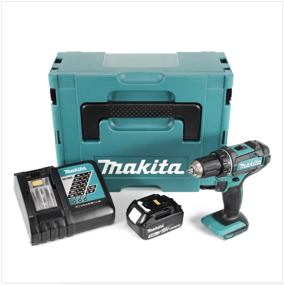 Makita DDF 482 RT1J akumulatorowa wiertarko-wkrętarka 18V 62Nm + 1x akumulator 5,0Ah + ładowarka w zestawie Makpac 2