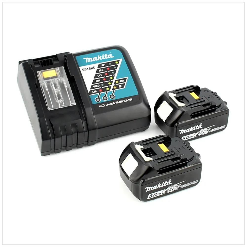 Makita DDF 482 RTJ akumulatorowa wiertarko-wkrętarka 18V 62Nm + 2x akumulator 5.0Ah + ładowarka w zestawie Makpac 2