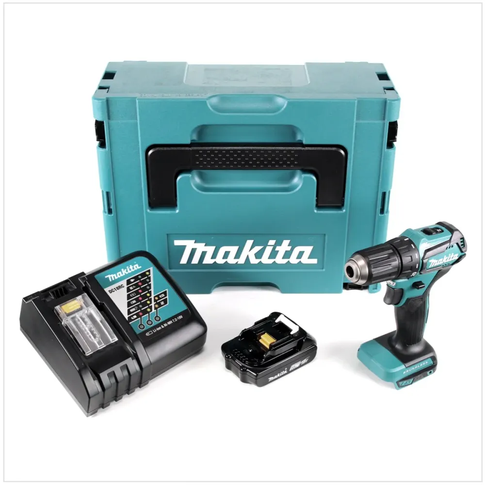 Makita DDF 483 RA1J akumulatorowa wiertarko-wkrętarka 18 V 40 Nm bezszczotkowa + 1x akumulator 2,0 Ah + ładowarka + Makpac