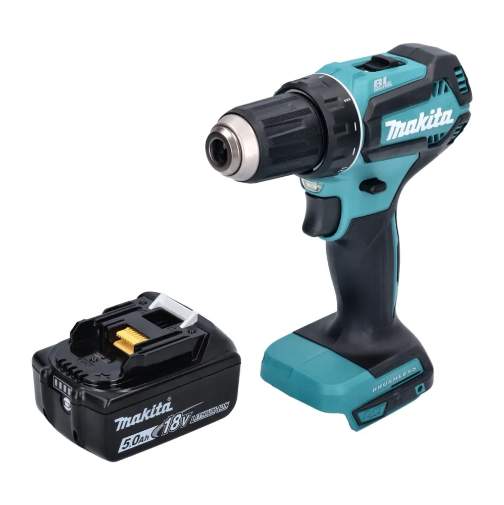 Makita DDF 485 T1 akumulatorowa wiertarko-wkrętarka 18 V 50 Nm bezszczotkowa + 1x akumulator 5,0 Ah - bez ładowarki