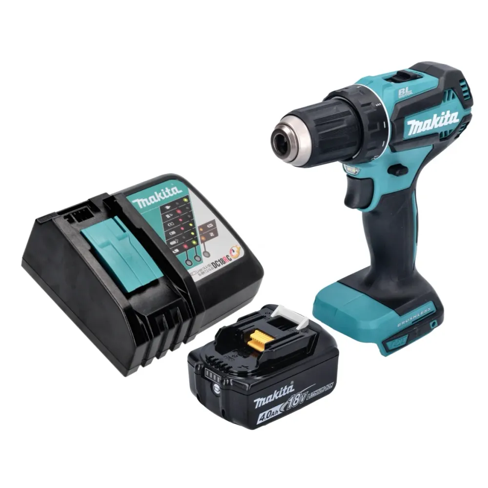 Makita DDF 485 RM1 akumulatorowa wiertarko-wkrętarka 18 V 50 Nm bezszczotkowa + 1x akumulator 4,0 Ah + ładowarka