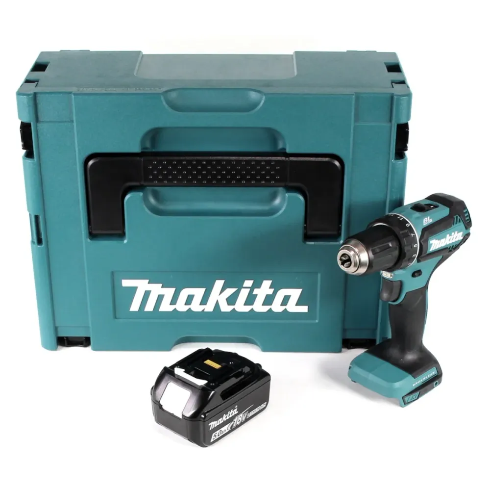 Makita DDF 485 T1J akumulatorowa wiertarko-wkrętarka 18V 50Nm w zestawie Makpac + 1x akumulator 5,0 Ah - bez ładowarki
