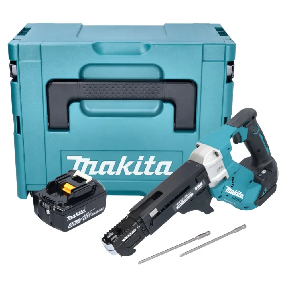 Makita DFR 551 G1J Wkrętarka akumulatorowa 18 V 25 - 55 mm bezszczotkowa + 1x akumulator 6,0 Ah + Makpac - bez ładowarki