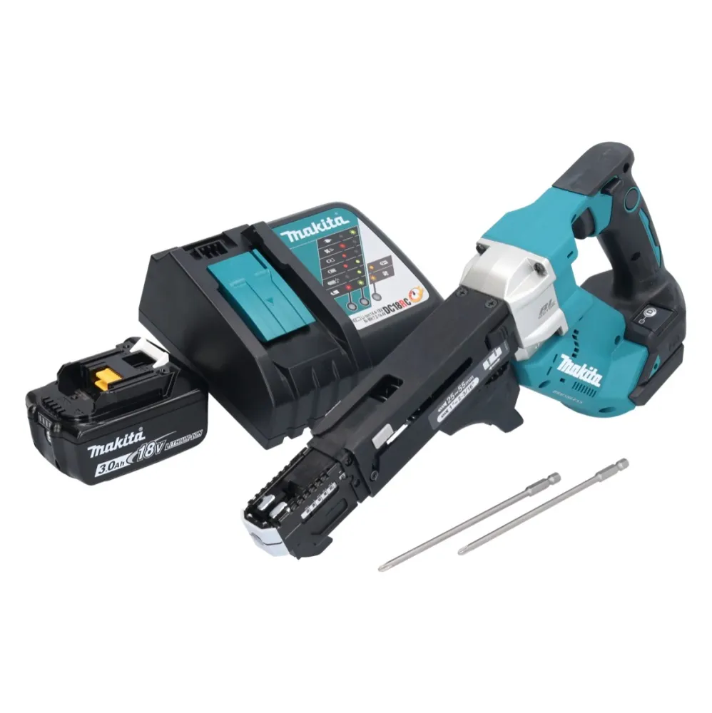 Makita DFR 551 RF1 wkrętarka akumulatorowa 18 V 25 - 55 mm bezszczotkowa + 1x akumulator 3,0 Ah + ładowarka