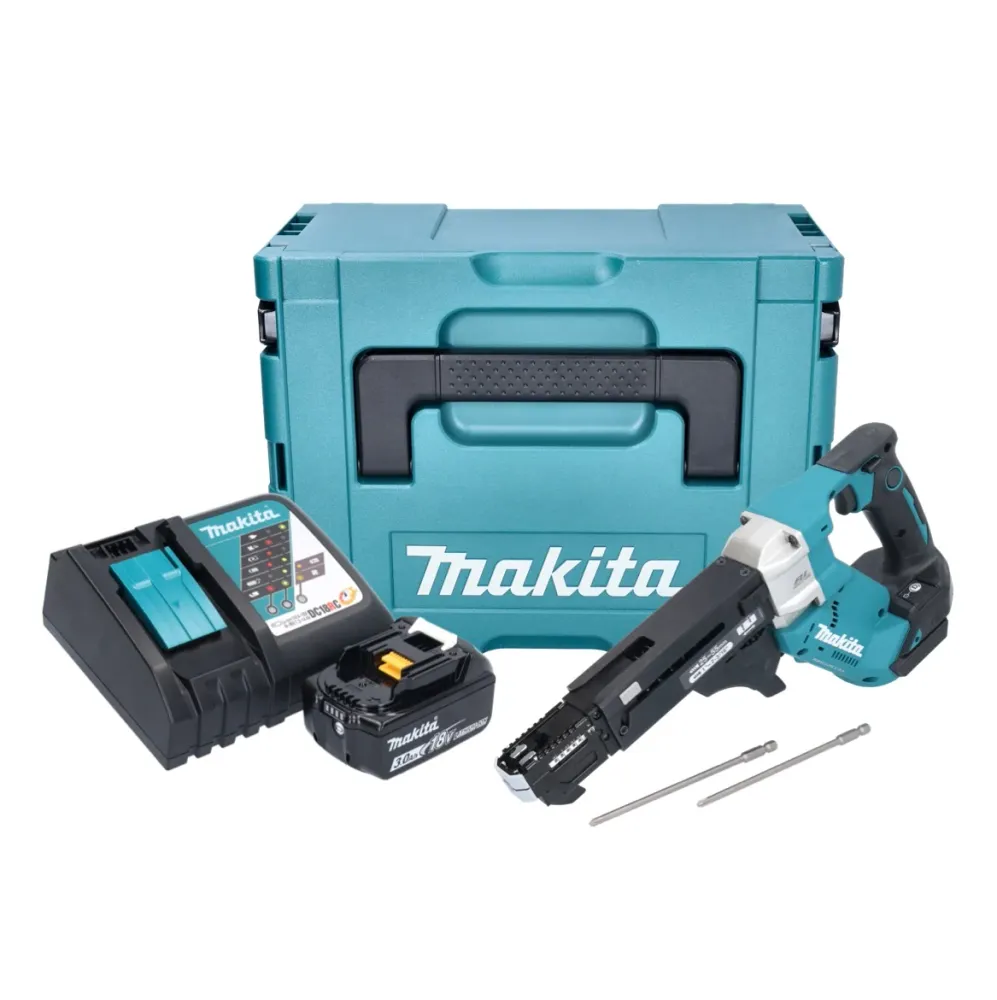 Makita DFR 551 RF1J wkrętarka akumulatorowa 18 V 25 - 55 mm bezszczotkowa + 1x akumulator 3,0 Ah + ładowarka + Makpac