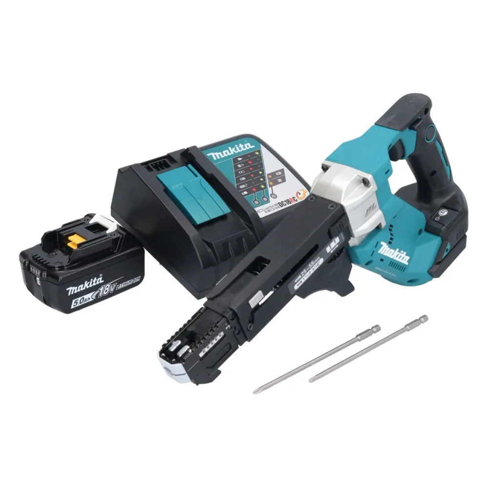 Makita DFR 551 RT1 wkrętarka akumulatorowa 18 V 25 - 55 mm bezszczotkowa + 1x akumulator 5,0 Ah + ładowarka