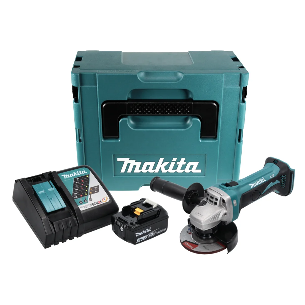 Makita DGA 452 RM1J Akumulatorowa szlifierka kątowa 18 V 115 mm + 1x akumulator 4,0 Ah + ładowarka + Makpac