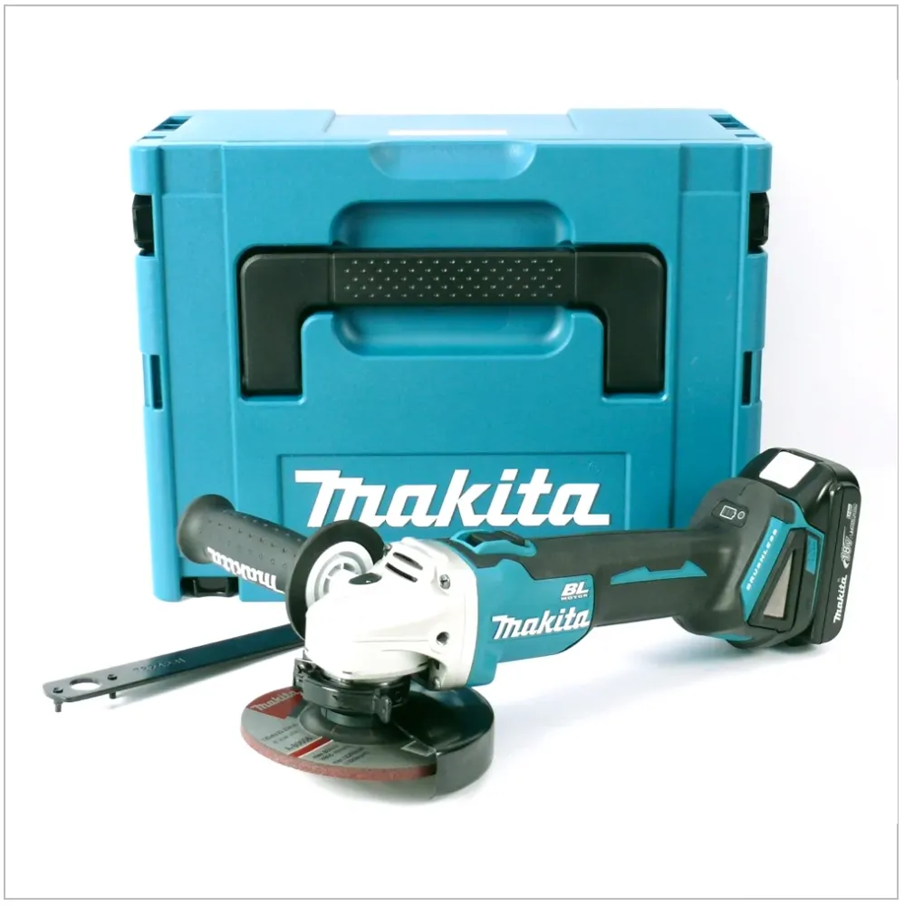 Makita DGA 504 Y1J akumulatorowa szlifierka kątowa 18V 125mm bezszczotkowa + 1x akumulator 1.5Ah + Makpac - bez ładowarki