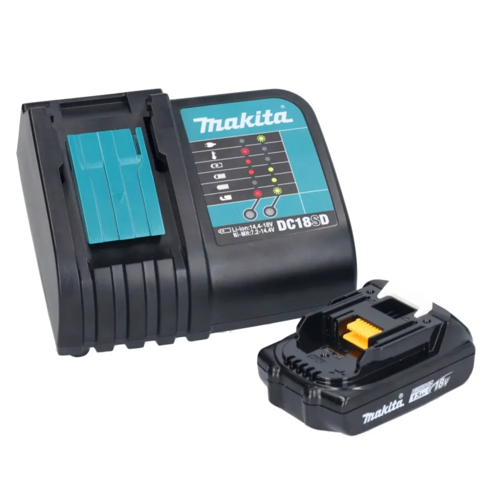 Makita DHP 453 SY1J akumulatorowa wiertarka udarowa 18 V 42 Nm + 1x akumulator 1,5 Ah + ładowarka + Makpac
