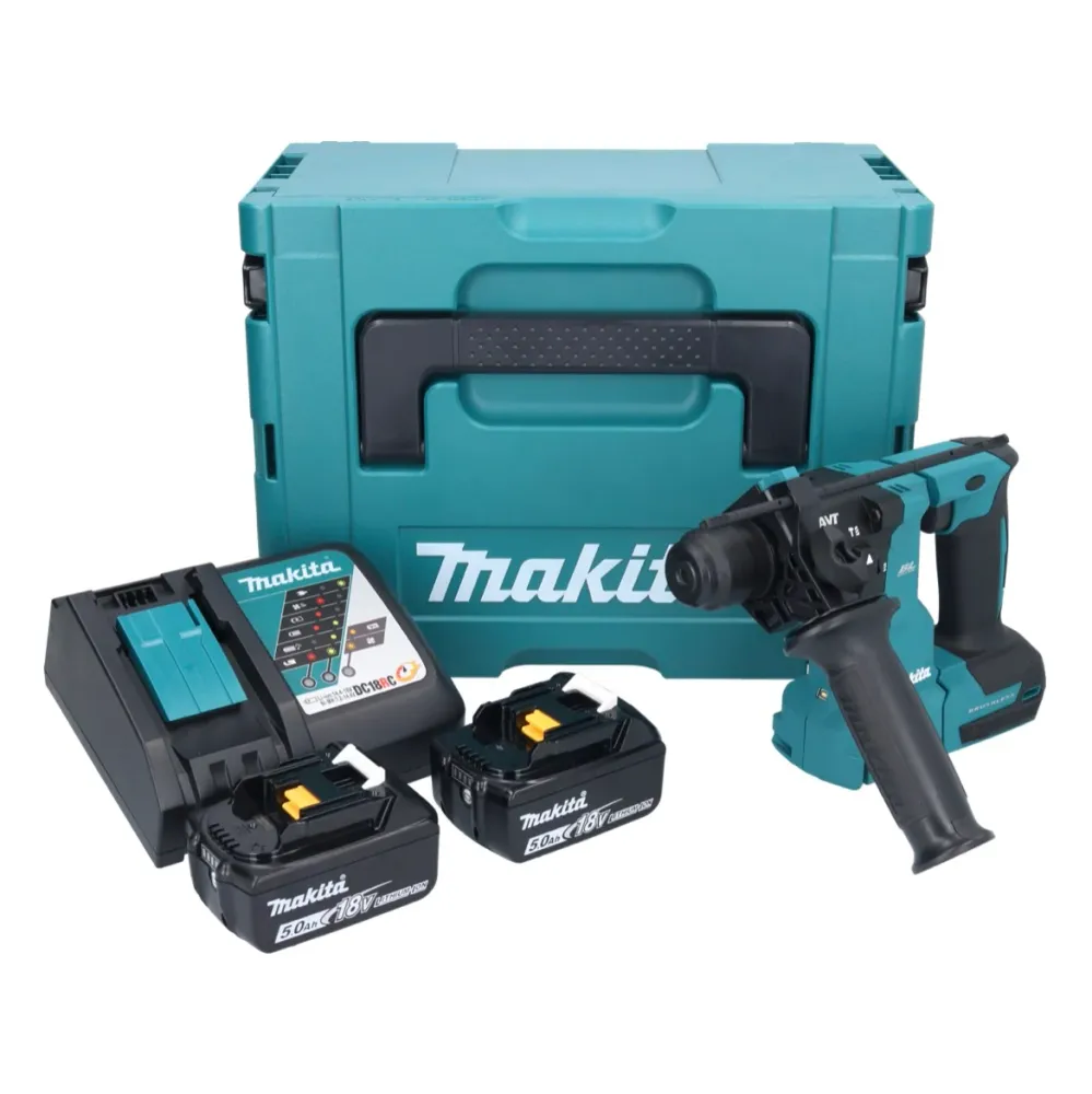 Makita DHR 183 RTJ akumulatorowa wiertarko-wkrętarka 18 V 1,7 J SDS plus Brushless + 2x akumulator 5,0 Ah + ładowarka + Ma...