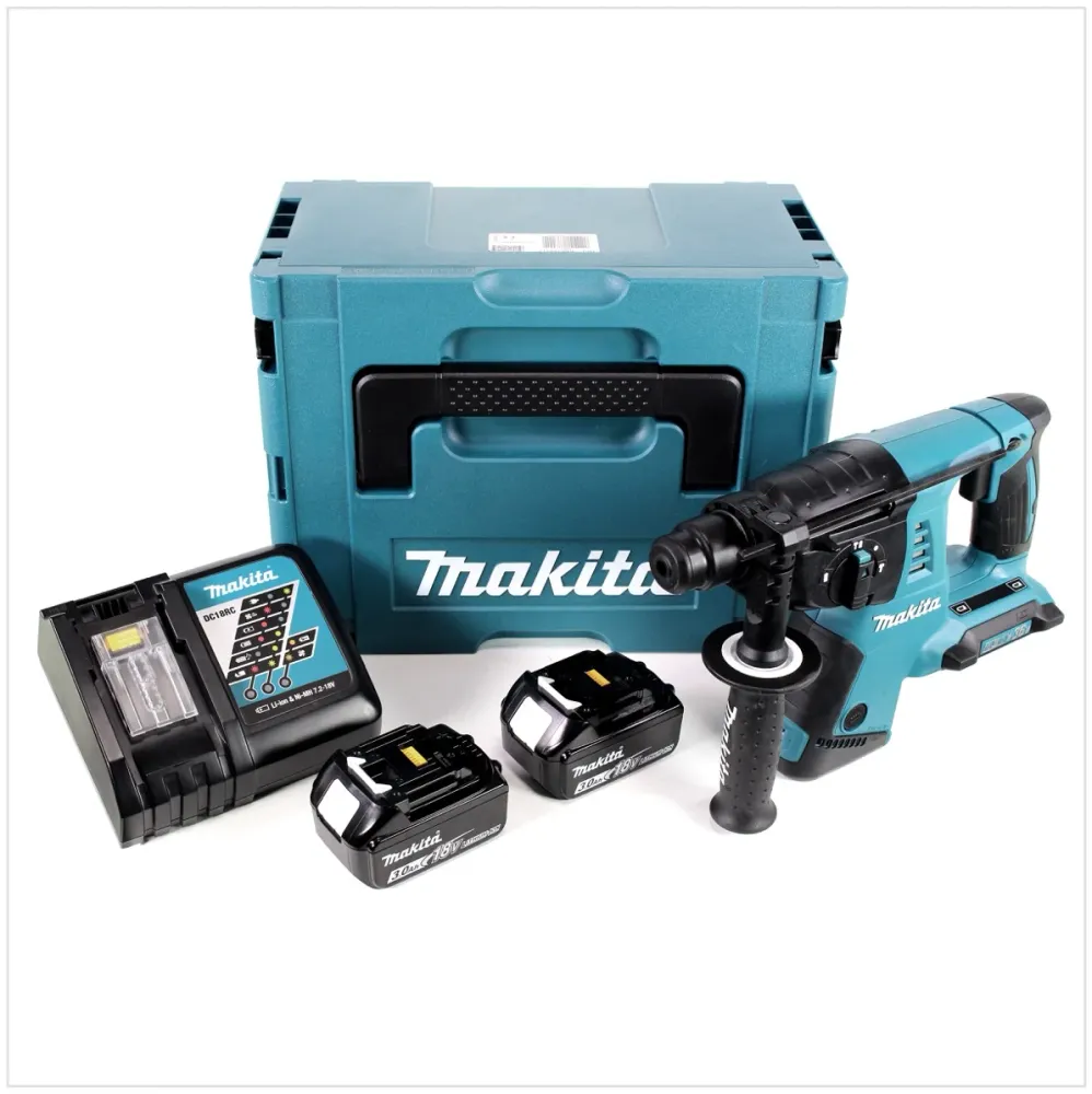 Makita DHR 263 RFJ 2x18 V / 36 V wiertarko-wkrętarka akumulatorowa SDS-Plus z 2 akumulatorami 3,0 Ah + ładowarką DC18RC w...