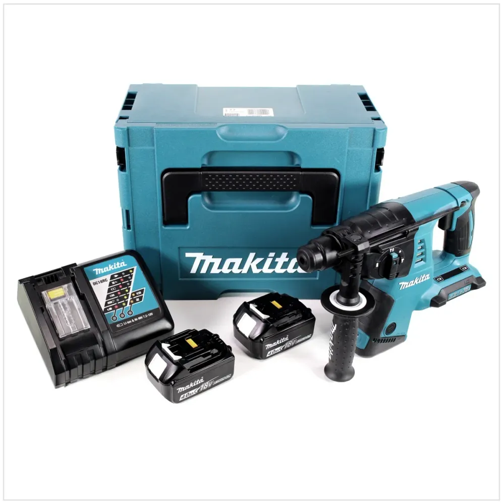 Makita DHR 263 RMJ 2x18 V / 36 V akumulatorowy wiertarko-udarnik SDS-Plus z 2 akumulatorami 4,0 Ah + ładowarką DC18RC w ze...
