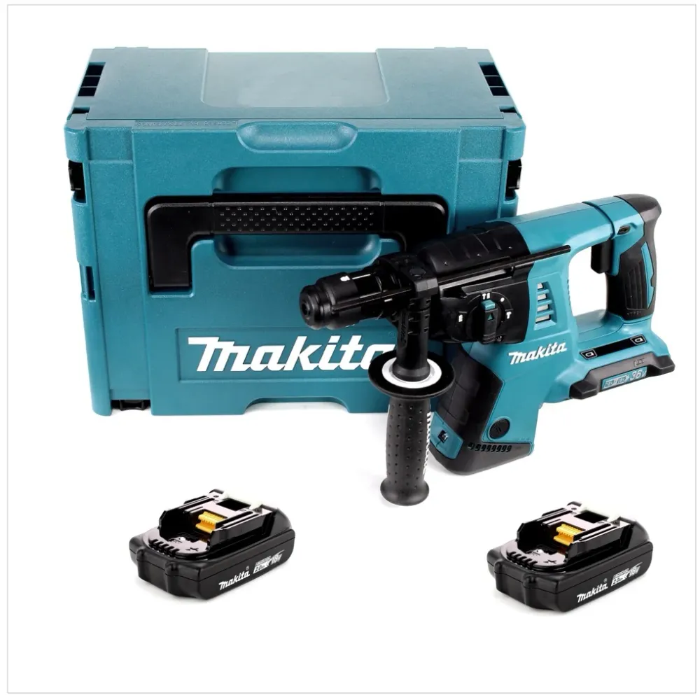 Makita DHR 264 AJ akumulatorowa wiertarko-wkrętarka udarowa 36 V ( 2x 18 V ) 3,0 J SDS Plus + 2x akumulator 2,0 Ah + Makpa...