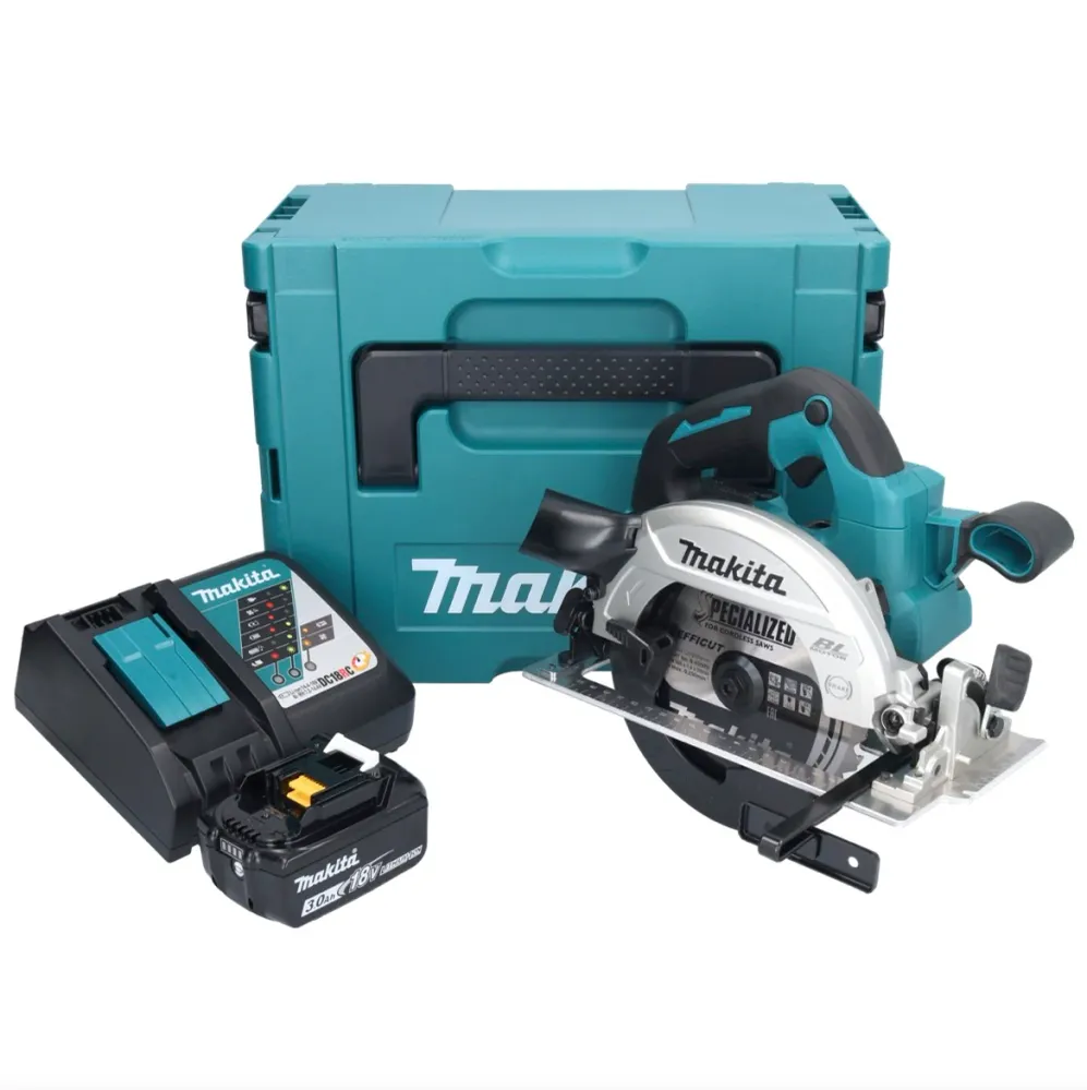 Makita DHS 661 RF1J Akumulatorowa ręczna pilarka tarczowa 18 V 165 mm bezszczotkowa + 1x akumulator 3,0 Ah + ładowarka + M...
