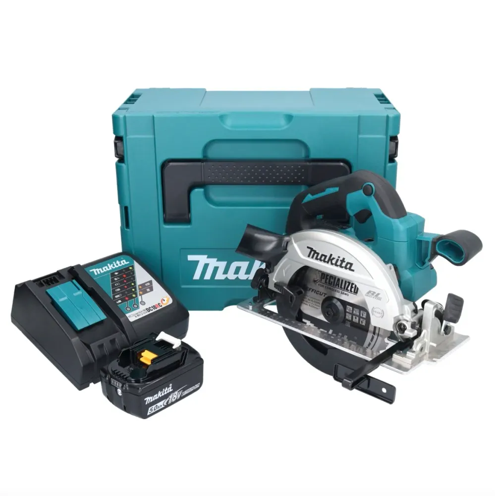 Makita DHS 661 RT1J Akumulatorowa ręczna pilarka tarczowa 18 V 165 mm bezszczotkowa + 1x akumulator 5,0 Ah + ładowarka + M...