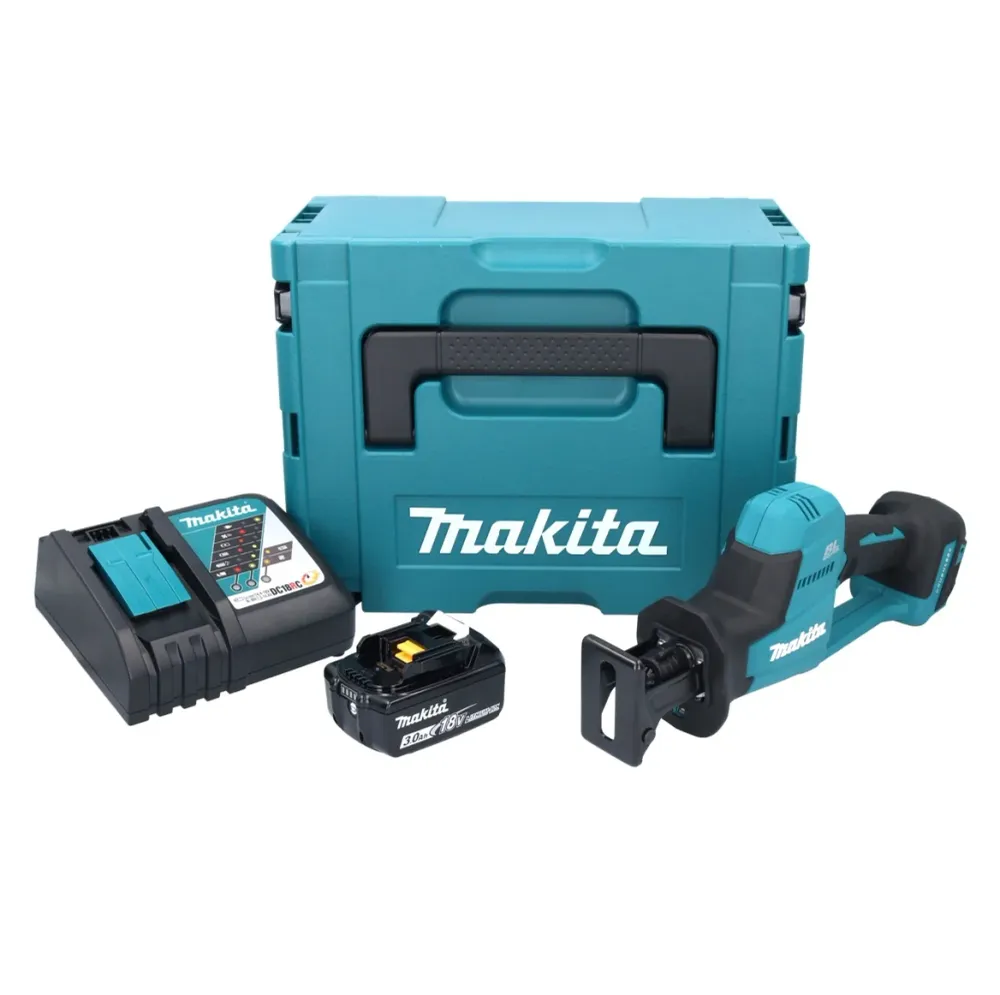 Makita DJR 189 RF1J akumulatorowa pił szablasta 18 V bezszczotkowa + 1x akumulator 3,0 Ah + ładowarka + Makpac