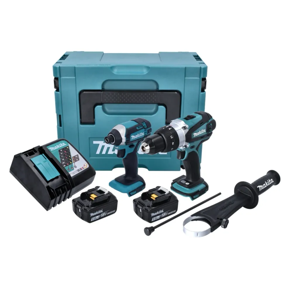 Makita DLX 2145 TJ Twin Pack 18V akumulatorowa wiertarko-wkrętarka udarowa + akumulatorowa wkrętarka udarowa + 2x akumulat...