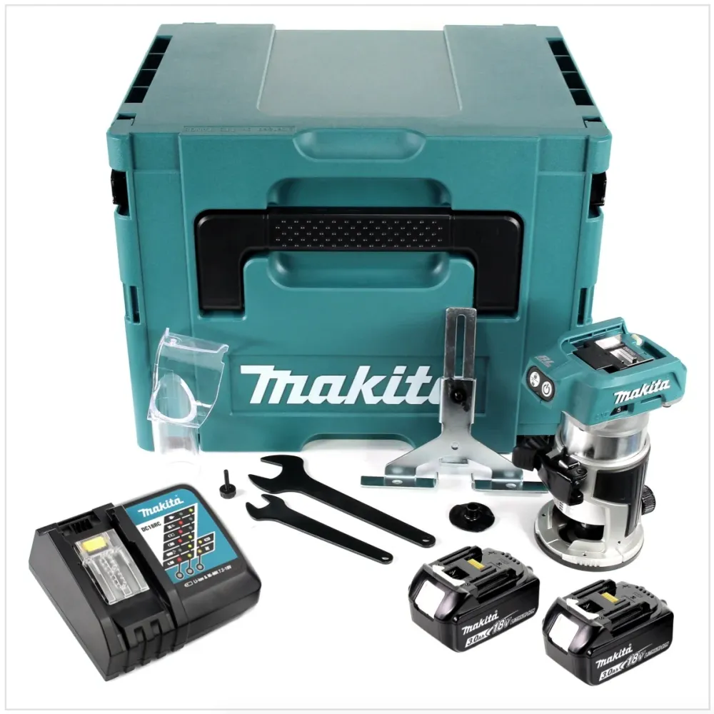 Makita DRT 50 RFJ akumulatorowa frezarka wielofunkcyjna 18V bezszczotkowa + 2x akumulator 3,0Ah + ładowarka + Makpac