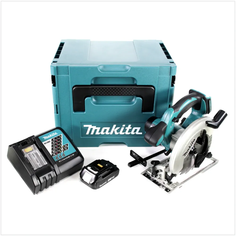 Makita DSS 611 RA1J Akumulatorowa pilarka tarczowa 18 V 165 mm + 1x akumulator 2,0 Ah + ładowarka + Makpac