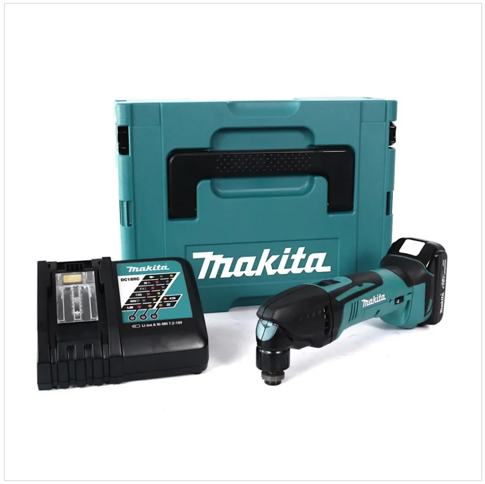 Makita DTM 50 RA1J akumulatorowe narzędzie wielofunkcyjne oscylator 18 V + 1x akumulator 2,0 Ah + ładowarka + Makpac