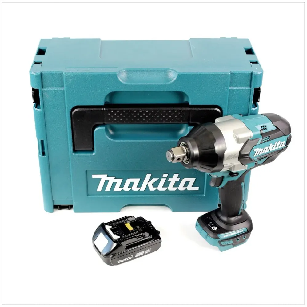 Makita DTW 1001 Y1J akumulatorowy klucz udarowy 18V 3/4" 1050Nm bezszczotkowy + 1x akumulator 1.5Ah + Makpac - bez ładowarki