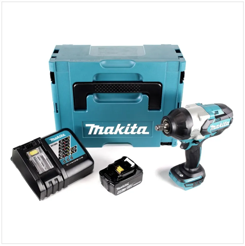 Makita DTW 1002 RM1J akumulatorowy klucz udarowy 1/2" 18V 1000Nm bezszczotkowy + 1x akumulator 4.0Ah + ładowarka + Makpac