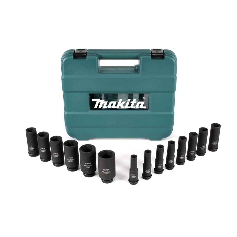 Zestaw kluczy nasadowych Makita 10 - 32 mm 1/2" 14 szt. + walizka ( B-52308 ) do kluczy udarowych