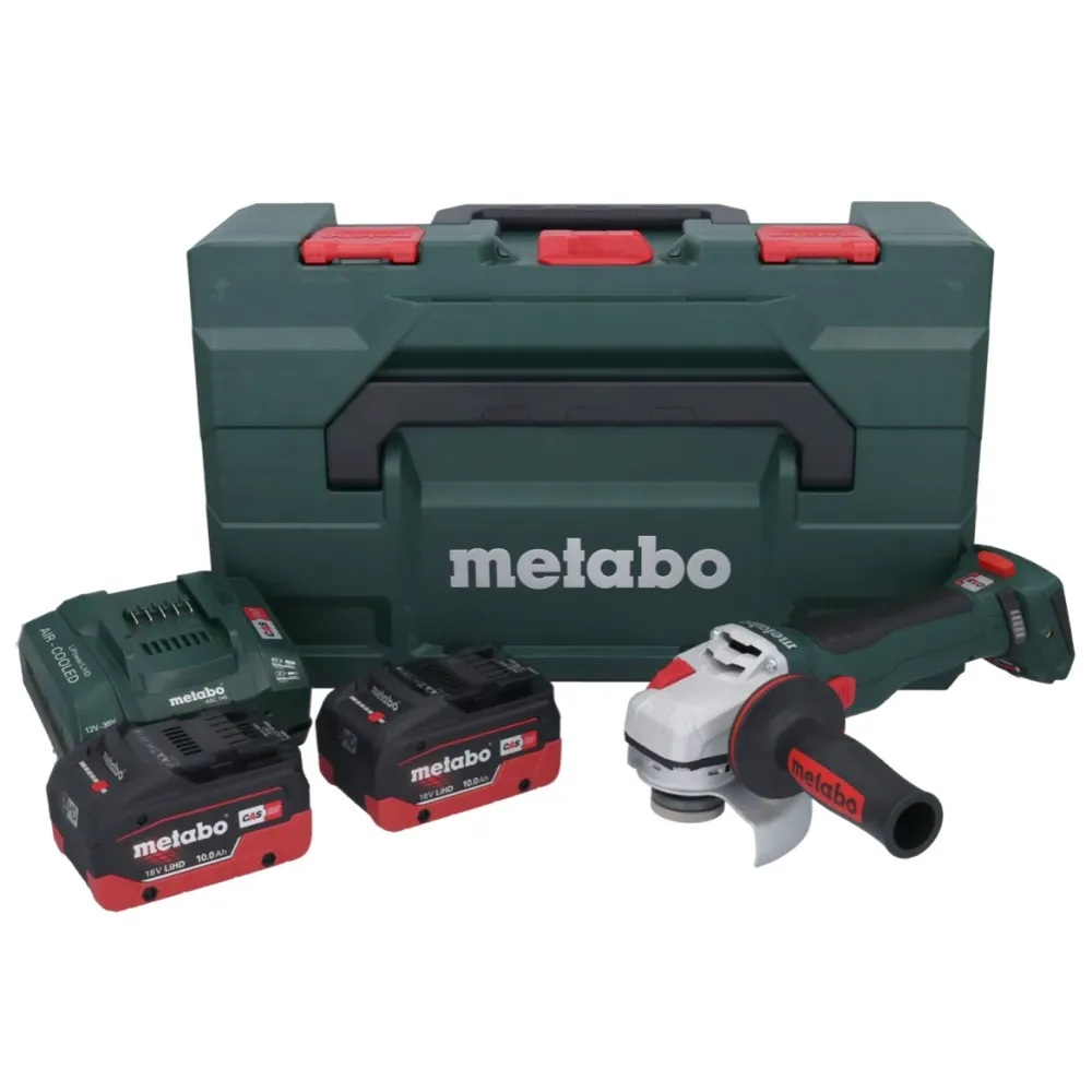 Akumulatorowa szlifierka kątowa Metabo WB 18 LT BL 11-125 Quick 18 V 125 mm bezszczotkowa + 2x akumulator 10,0 Ah + ładowa...