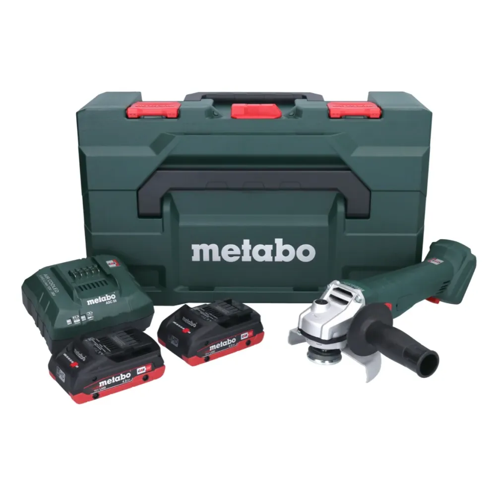 Akumulatorowa szlifierka kątowa Metabo W 18 7-125 18 V 125 mm + 2x akumulator 4,0 Ah + ładowarka + metaBOX