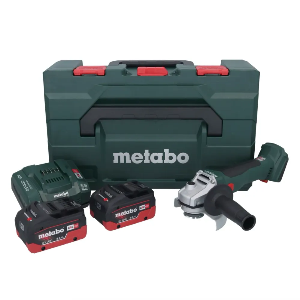 Akumulatorowa szlifierka kątowa Metabo W 18 L BL 9-125 18 V 125 mm bezszczotkowa + 2x akumulator 8,0 Ah + ładowarka + metaBOX