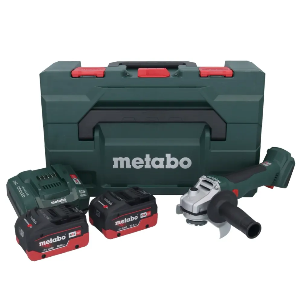 Akumulatorowa szlifierka kątowa Metabo W 18 L BL 9-125 18 V 125 mm bezszczotkowa + 2x akumulator 10,0 Ah + ładowarka + met...