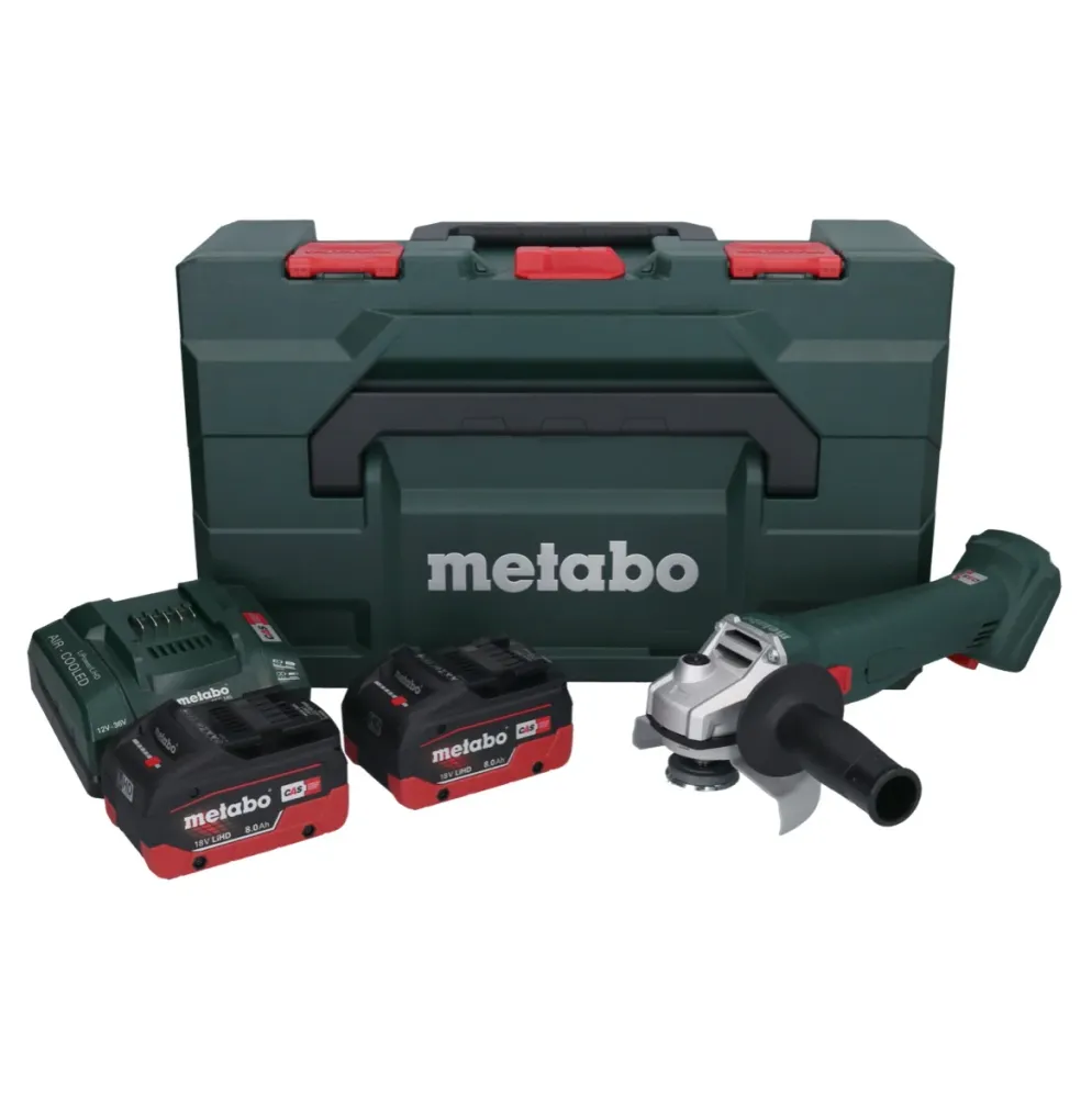 Akumulatorowa szlifierka kątowa Metabo W 18 L 9-125 18 V 125 mm + 2x akumulator 8,0 Ah + ładowarka + metaBOX