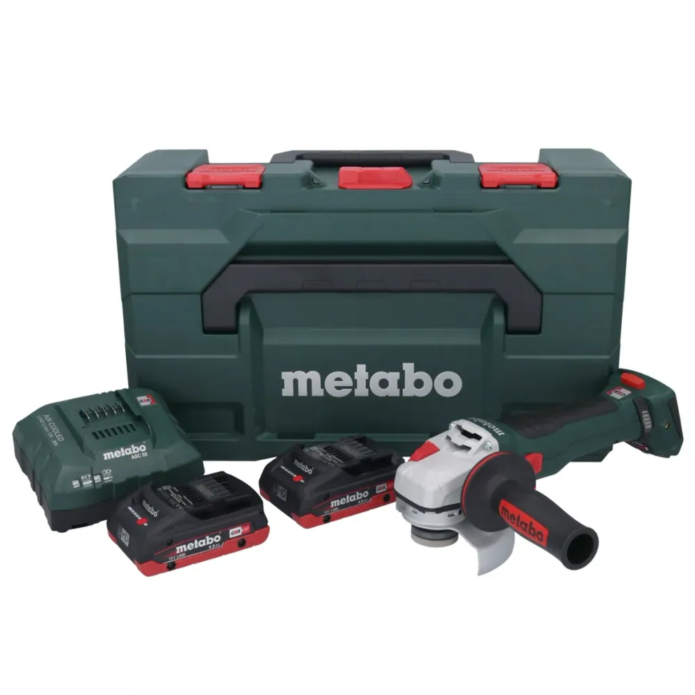 Metabo WB 18 LT BL 11-125 Quick akumulatorowa szlifierka kątowa 18 V 125 mm bezszczotkowa + 2x akumulator 4,0 Ah + ładowar...